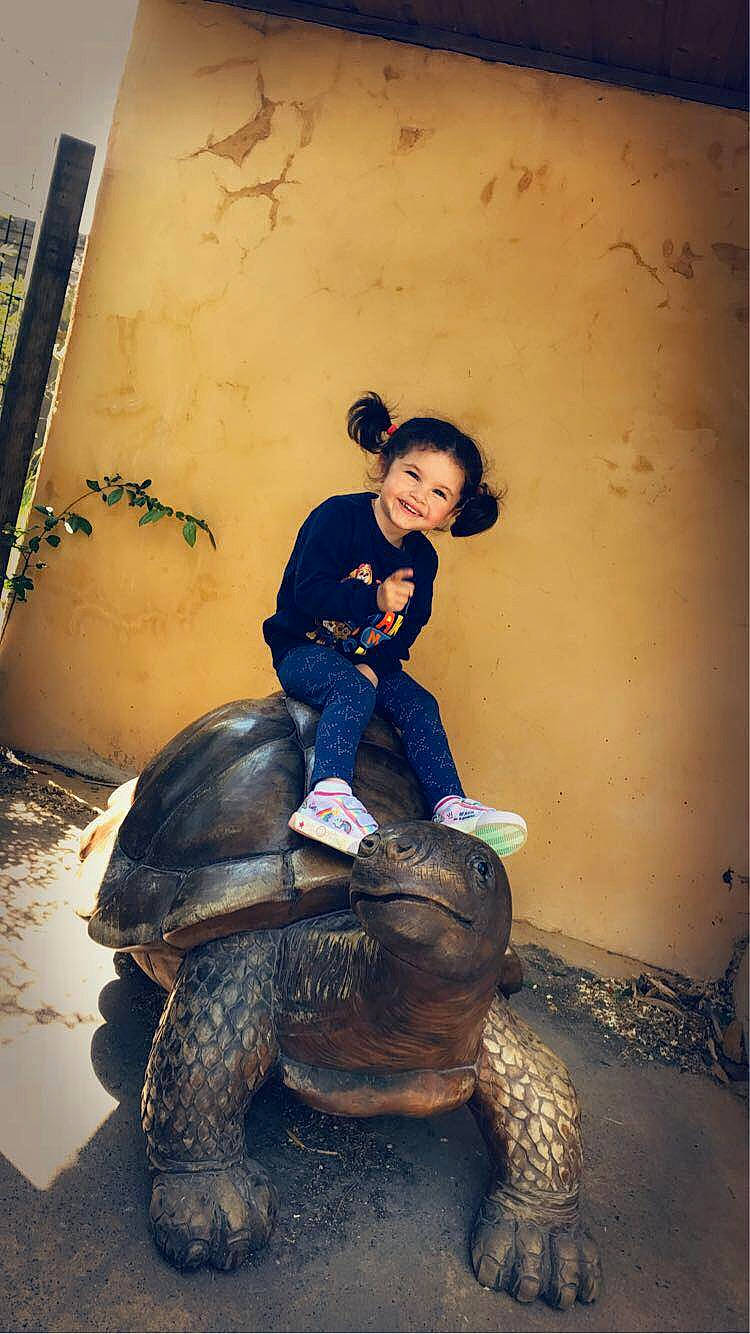 Lyna participe au concours pour gagner de l'argent avec cette photo : art, child, fun, happy, hat, joy, metal, monument, person, recreation, reptile, sculpture, shadow, sitting, smile, statue, terrestrial_animal, tints_and_shades, toddler, visual_arts