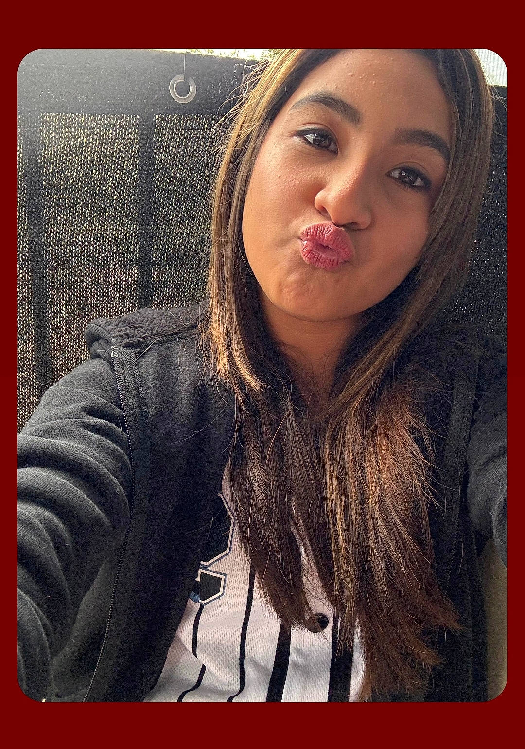 Aralia Laveigh Hurtado joined the competition — help win amazing prizes! beauty, cheek, cool, eyebrow, eyelash, fashion_accessory, flash_photography, font, fur, happy, layered_hair, lip, lipstick, long_hair, magenta, nose, person, portrait_photography, rectangle, selfie