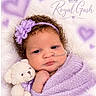 Royal joined the competition — help win amazing prizes! baby, blanket, child, curly_hair, eyes, face, flower_headband, indoor, infant, lavender, medical_device, nasal_tube, newborn, nursery, portrait, purple, royal_theme, sleeping_baby, stuffed_animal, teddy_bear