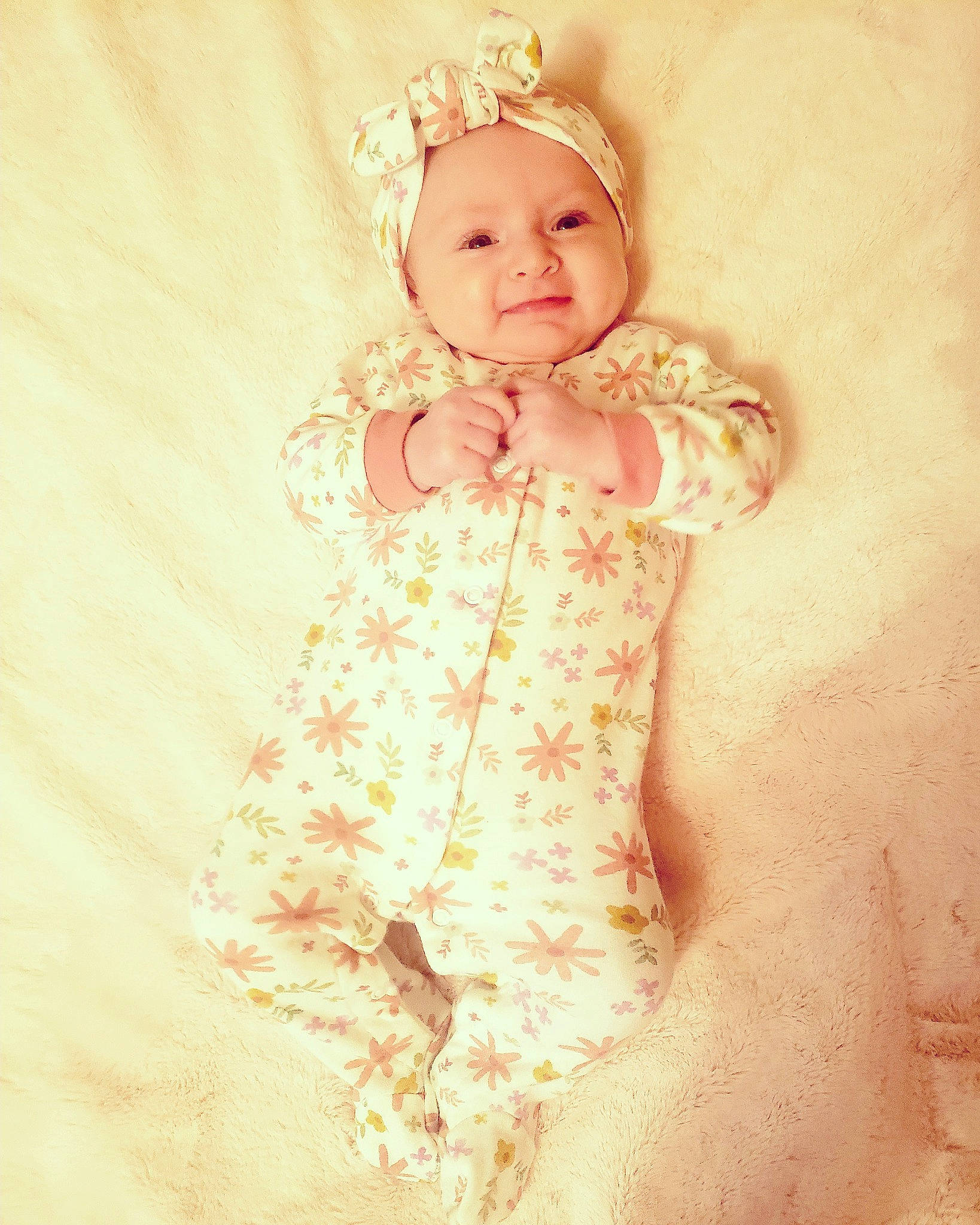 Noelle joined the competition — help win amazing prizes! arm, baby, baby_toddler_clothing, child, clothing, dress, eye, face, hand, happy, head, headgear, headwear, leg, linens, pattern, person, pink, skin, sleeve