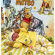 Mateo joined the competition — help win amazing prizes! baby, sleeping, yellow, winnie_the_pooh, pajamas, blanket, cartoon_characters, tigger, eeyore, piglet, pooh, child, cute, soft, resting, infant, bedtime, nursery, cozy