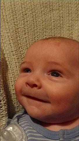 Leonard is registered to the contest to win money with this photo: baby, baby_making_funny_faces, cheek, child, chin, close_up, ear, eye, eyebrow, face, facial_expression, forehead, head, lip, mouth, nose, person, skin, smile, toddler