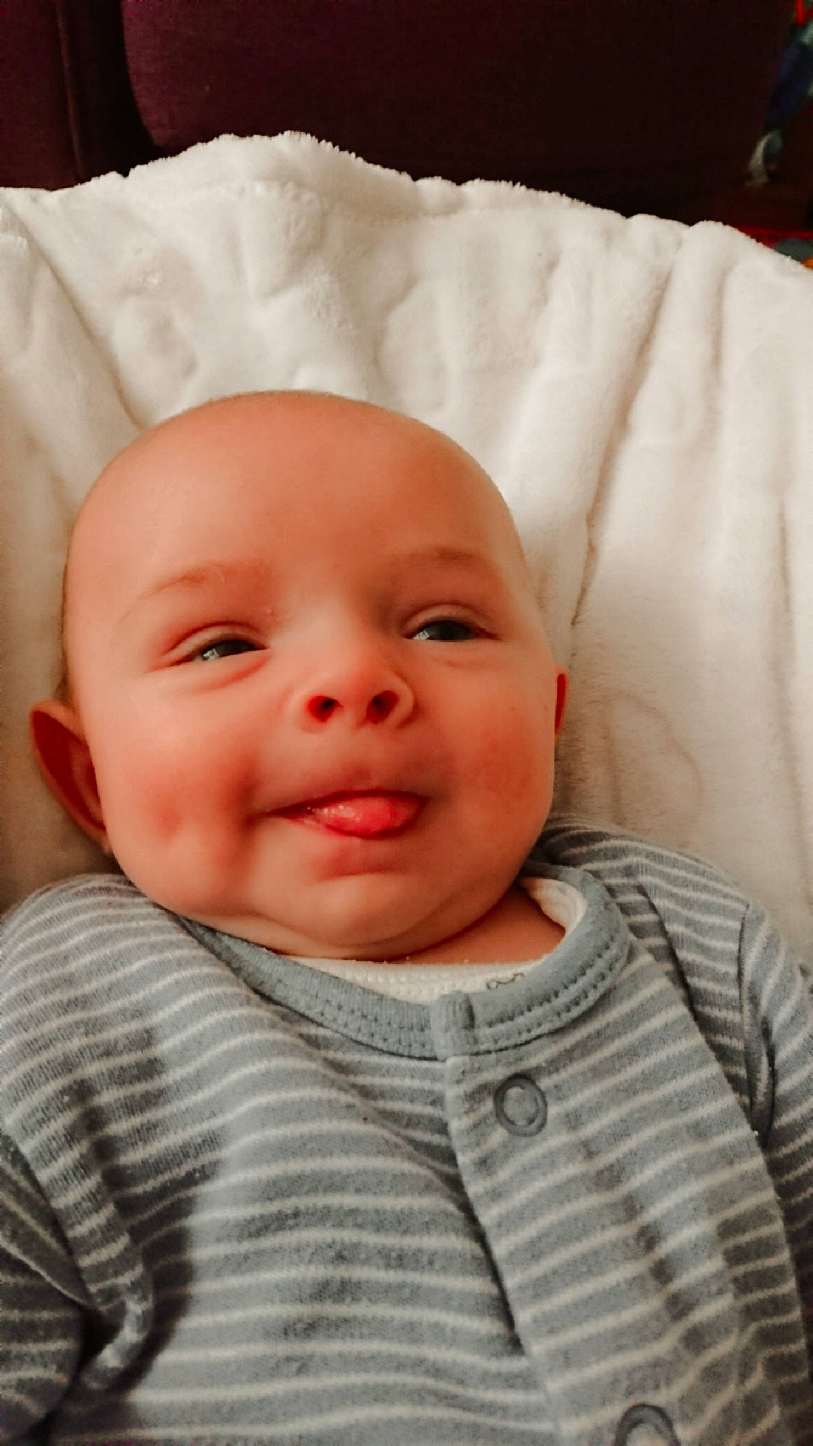 Leonard is registered to the contest to win money with this photo: baby, baby_making_funny_faces, cheek, child, chin, close_up, ear, eye, face, facial_expression, forehead, head, iris, lip, mouth, nose, person, skin, smile, toddler