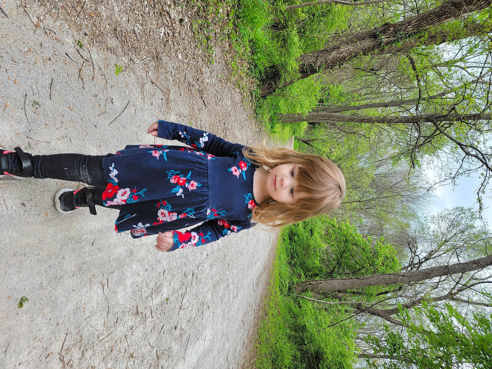 Evelynn joined the competition — help win amazing prizes! adventure, child, electric_blue, fun, grass, landscape, leisure, people_in_nature, person, plant, recreation, sky, soil, toddler, tree, trunk, twig