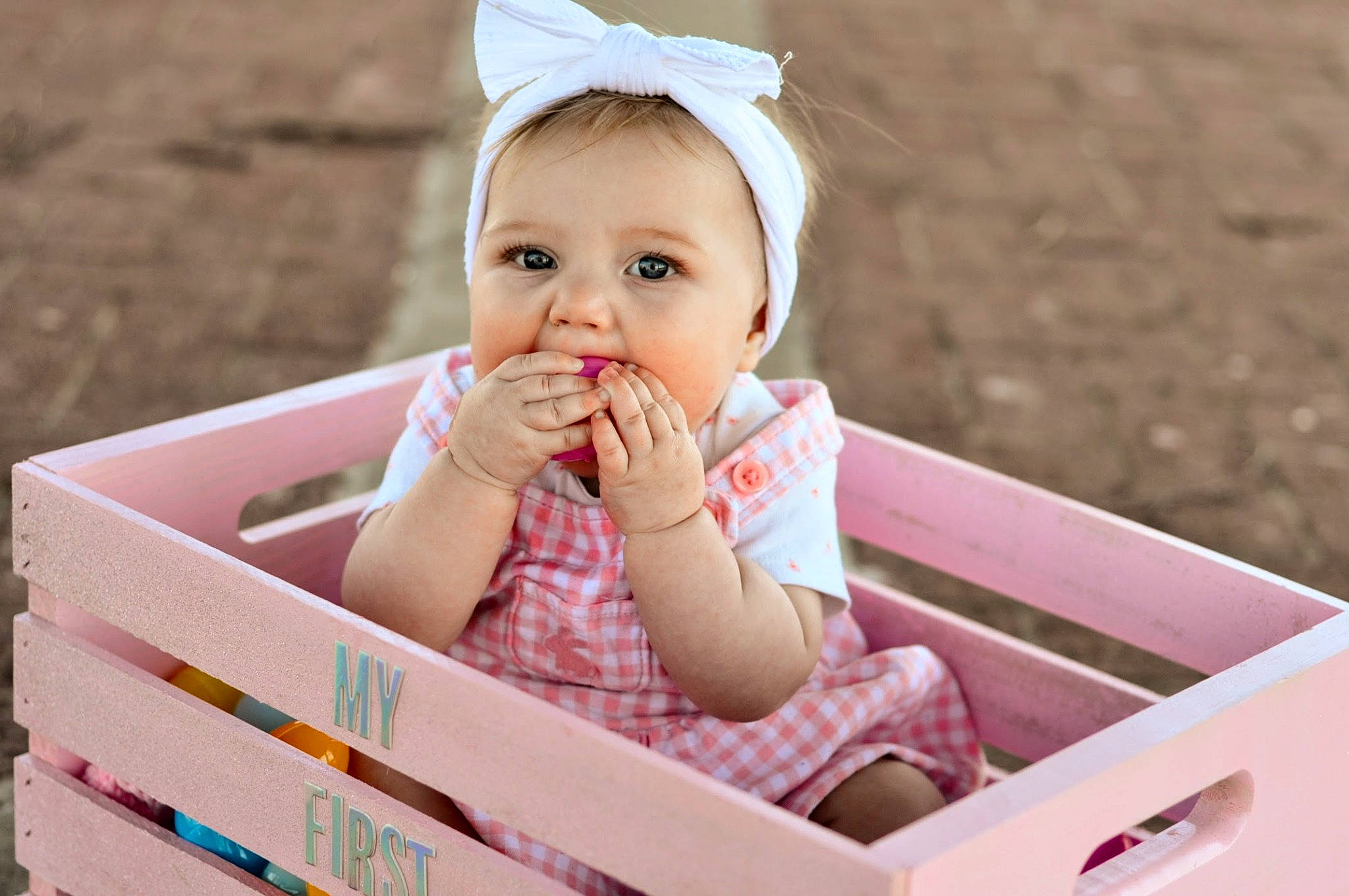 Annabella joined the competition — help win amazing prizes! baby, baby_toddler_clothing, cheek, child, dress, eye, facial_expression, fashion_accessory, fun, grass, happy, leisure, person, pink, play, product, recreation, sitting, skin, toddler