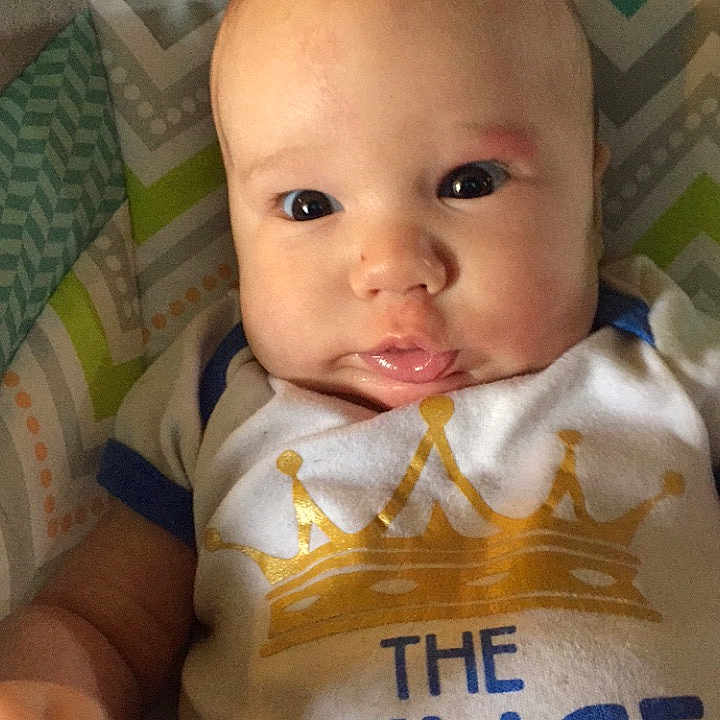 Alister is registered to the contest to win money with this photo: baby, baby_food, baby_products, cheek, child, eating, person, product, toddler