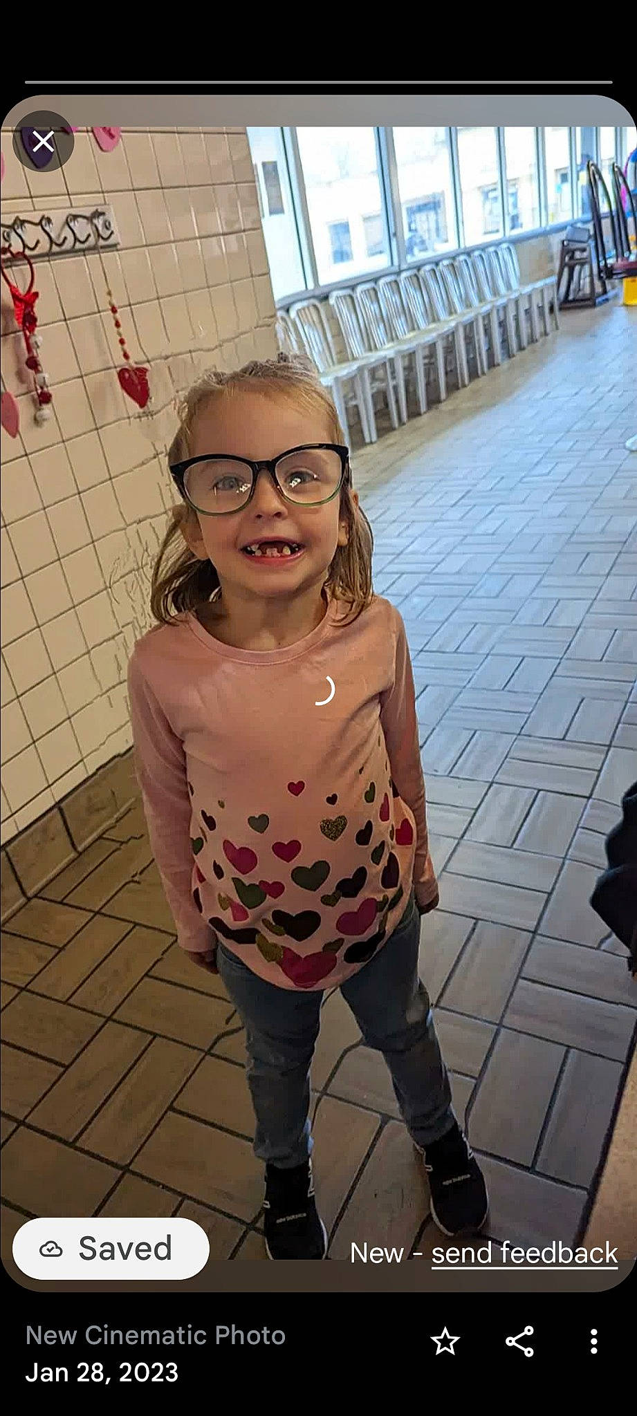 Kyndall joined the competition — help win amazing prizes! bag, bench, boot, child, eyewear, flooring, fun, hair, happy, human_leg, joy, knee, leggings, luggage_and_bags, pattern, person, sleeve, smile, standing, toddler