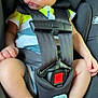 baby, sleeping, car_seat, safety_harness, pacifier, infant, child, seat_belt, relaxed, cute, small_hands, small_feet, clothing, black_car_seat, close_up, indoors, peaceful, resting, newborn, toddler