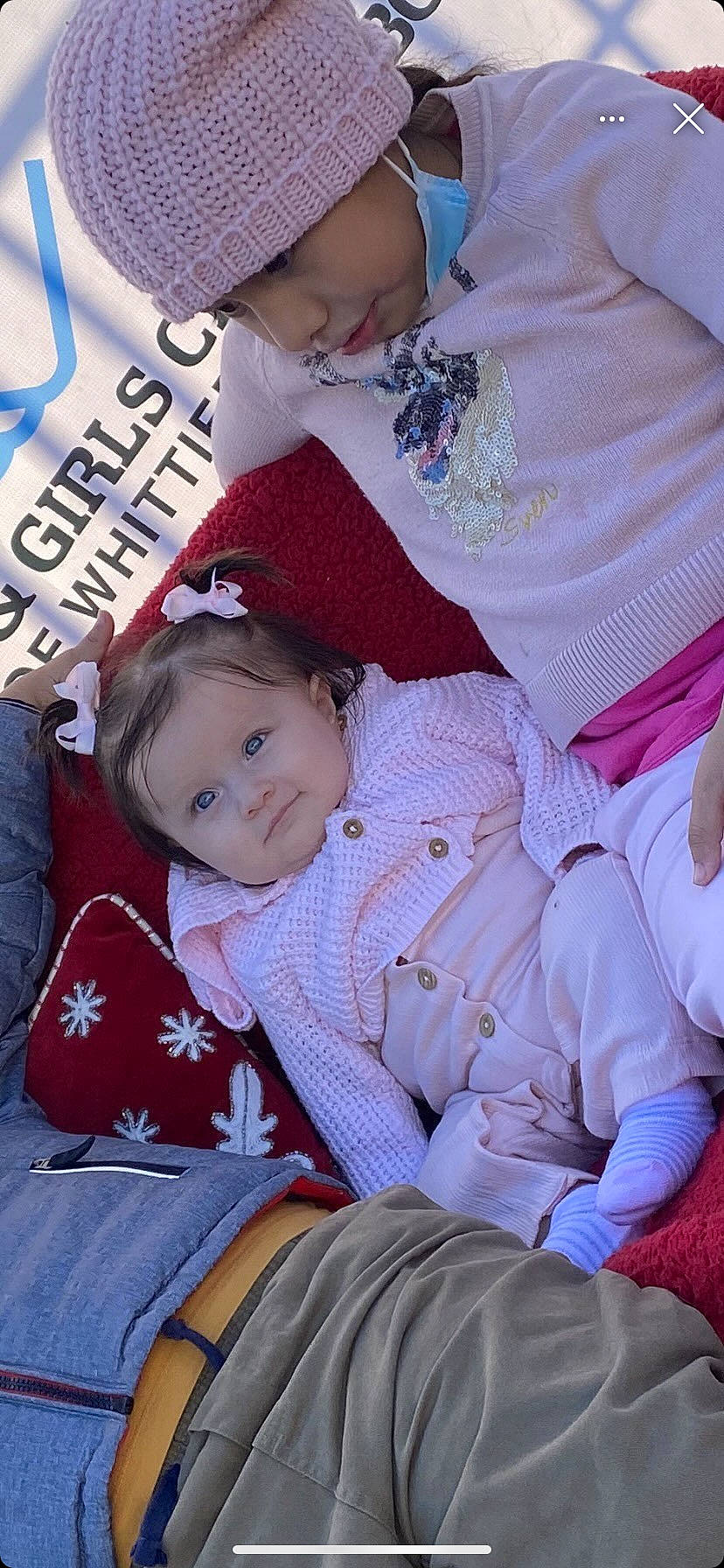 Rosalie joined the competition — help win amazing prizes! baby, baby_products, baby_toddler_clothing, carmine, cheek, child, comfort, face, fun, happy, hat, headwear, lap, magenta, person, pink, sitting, skin, sleeve, toddler