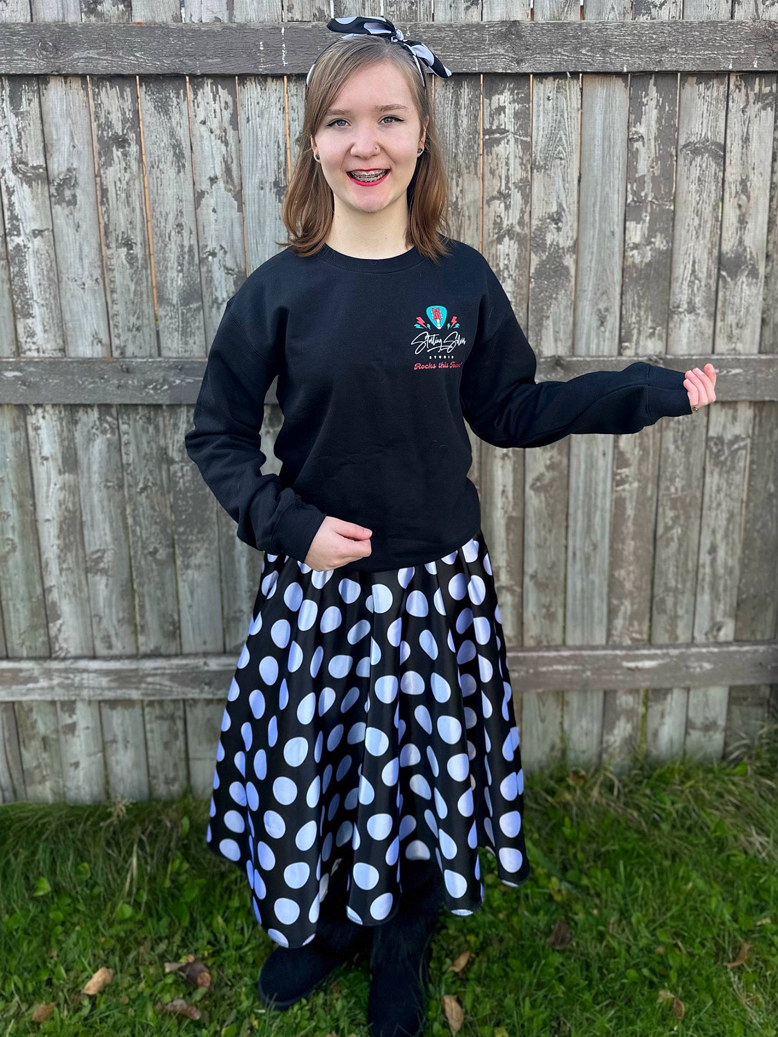 Raeann joined the competition — help win amazing prizes! beauty, blond, clothing, day_dress, denim, electric_blue, fence, grass, grey, human_leg, joy, knee, pattern, person, photograph, sleeve, smile, t_shirt, thigh, trunk