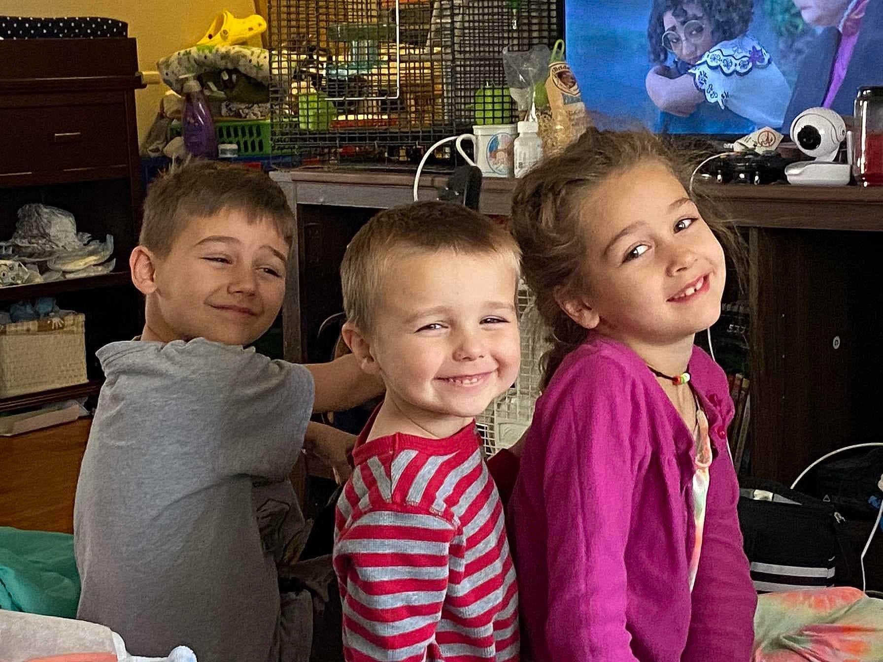 Adalyn is registered to the contest to win money with this photo: child, event, fun, hairstyle, happy, holiday, joy, leisure, magenta, party, people, person, play, product, room, sharing, shelf, sitting, smile, t_shirt