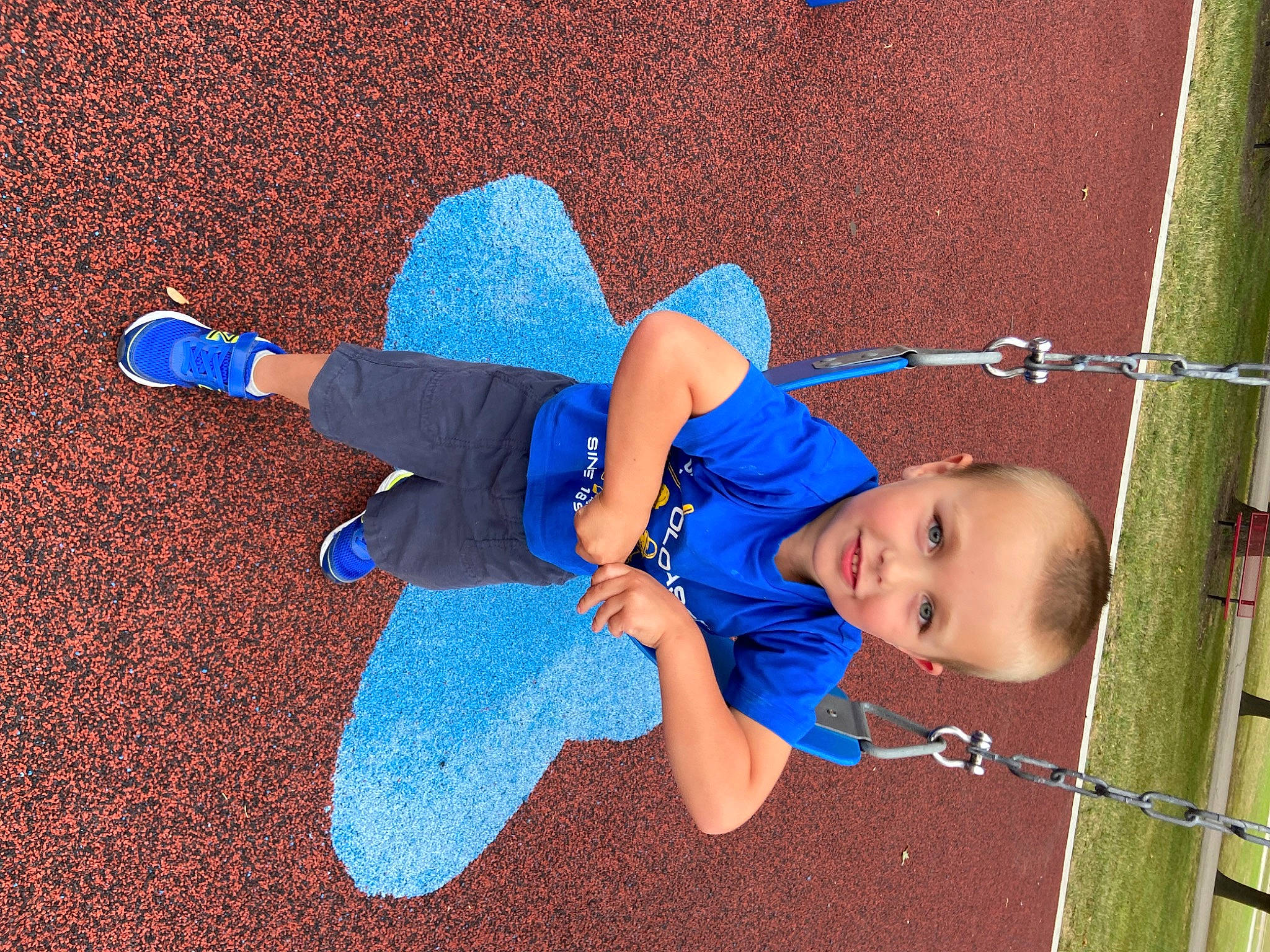 Keith joined the competition — help win amazing prizes! baby, baby_toddler_clothing, child, denim, electric_blue, flooring, fun, grass, happy, hat, human_leg, joy, leg, leisure, person, play, shadow, smile, sneakers, t_shirt