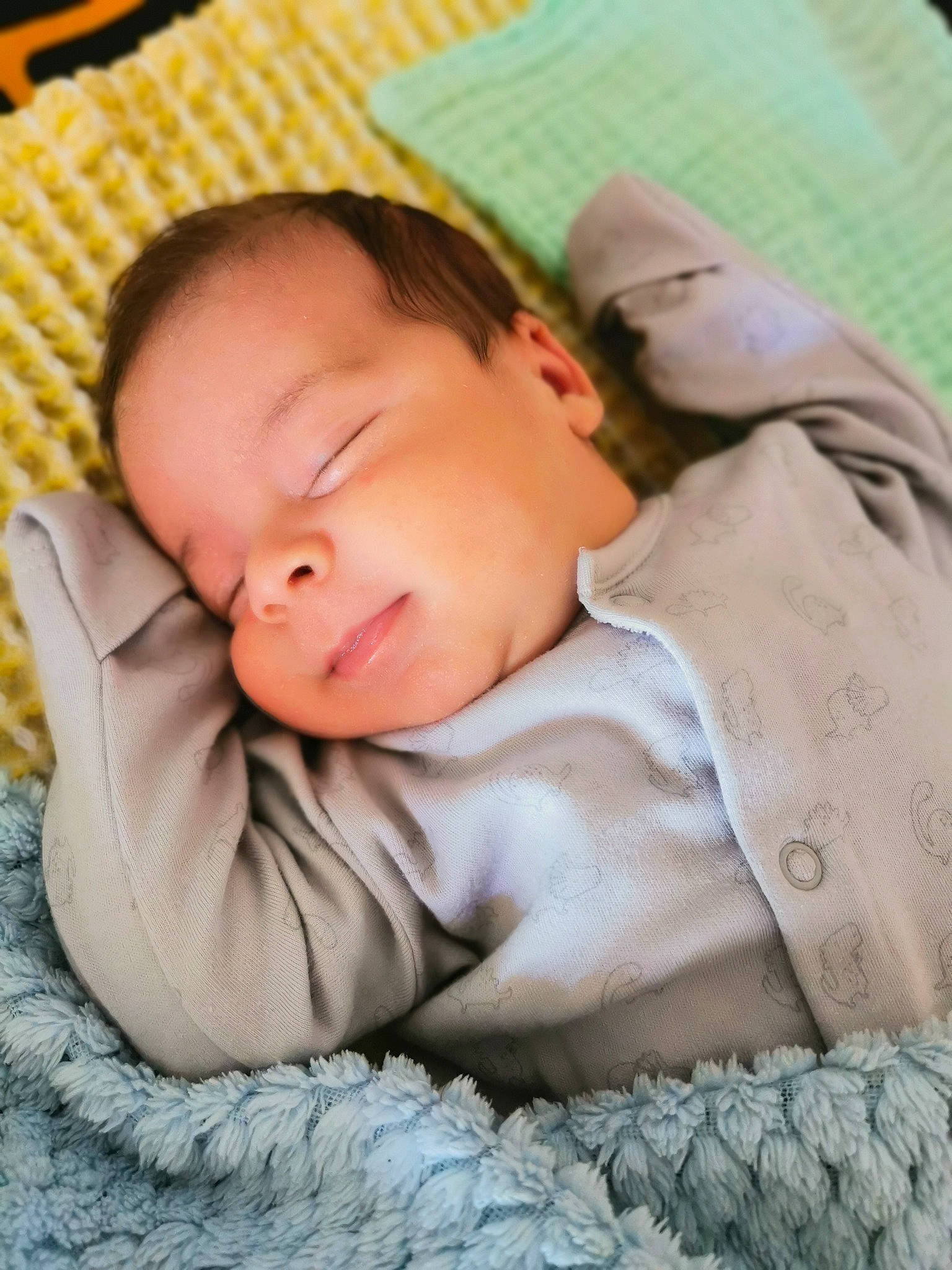 Nicholas joined the competition — help win amazing prizes! baby, baby_sleeping, baby_toddler_clothing, bedding, bedtime, cheek, child, comfort, grass, grey, linens, mammal, pattern, people, person, product, sitting, skin, sleeve, textile