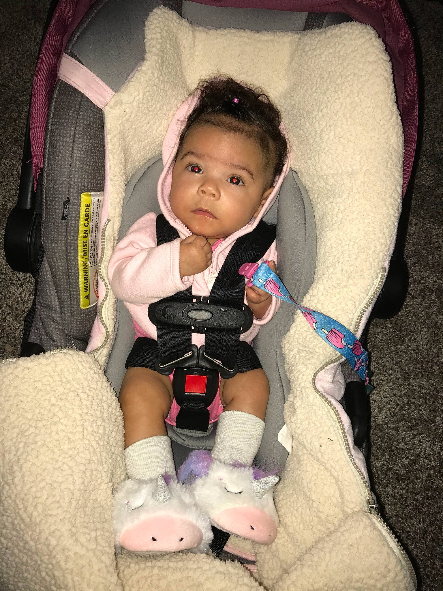 Ariyah is registered to the contest to win money with this photo: baby, baby_carriage, baby_in_car_seat, baby_products, car_seat, cheek, child, person, pink, product, skin, toddler