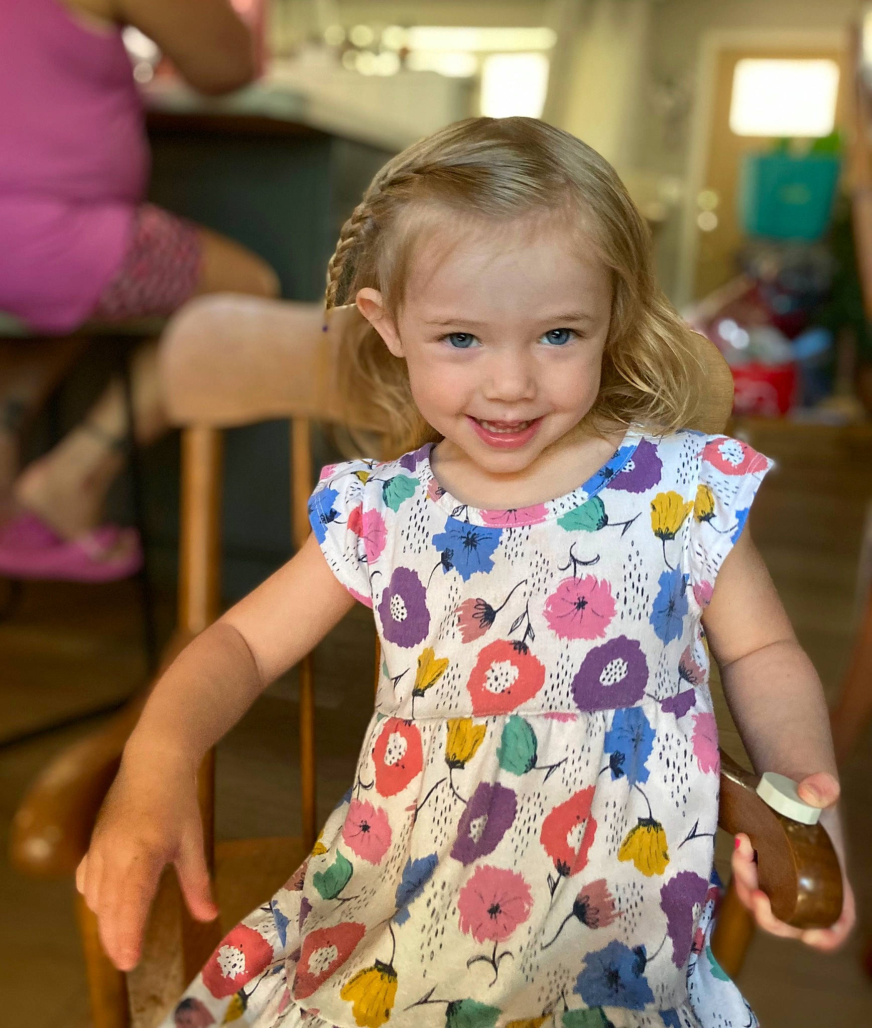 Austyn is registered to the contest to win money with this photo: baby_toddler_clothing, beauty, chair, child, community, event, face, facial_expression, finger, fun, hand, happy, joy, leisure, pattern, person, skin, sleeve, smile, summer