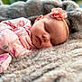 baby, sleeping, pink, headband, flower, blanket, soft, cozy, infant, portrait, closeup, peaceful, cute, child, resting, clothing, fuzzy, face, newborn, indoors