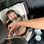 baby, bonding, bottle, car_interior, car_seat, child, cute, family, foot, hand, happy, infant, person, playful, safety, seat, seatbelt, smiling, transportation, young_child