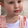 élie participe au concours pour gagner de l'argent avec cette photo : child, closeup, clothing, cute, daylight, expression, face, fashion, girl, hair, heart, innocence, outdoor, overall, person, pink, ponytails, portrait, toddler, young