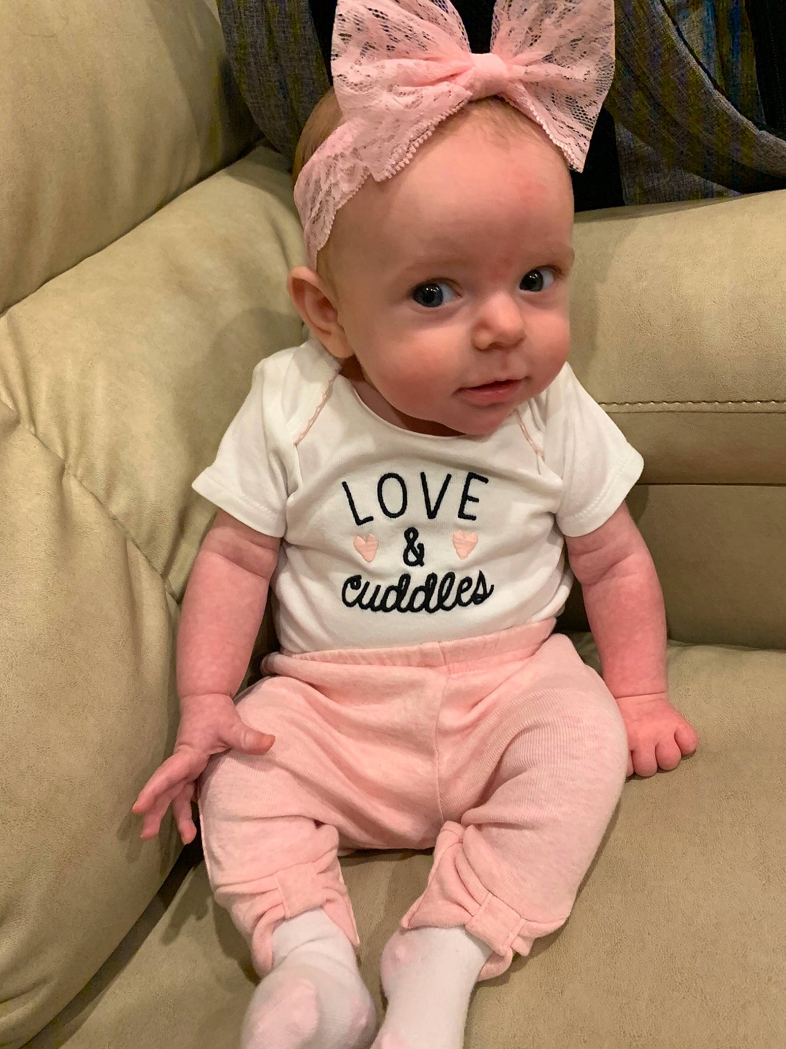 Remi joined the competition — help win amazing prizes! baby, baby_products, baby_toddler_clothing, cheek, child, ear, hair_accessory, head, headgear, person, pink, product, skin, sleeve, toddler