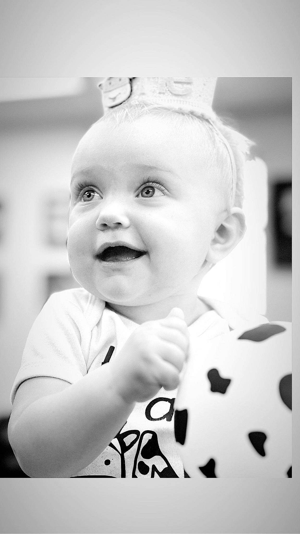 Lauryn joined the competition — help win amazing prizes! arm, baby, baby_toddler_clothing, black_and_white, cheek, child, clock, flash_photography, gesture, happy, head, monochrome, monochrome_photography, pattern, person, photograph, sleeve, smile, style, toddler