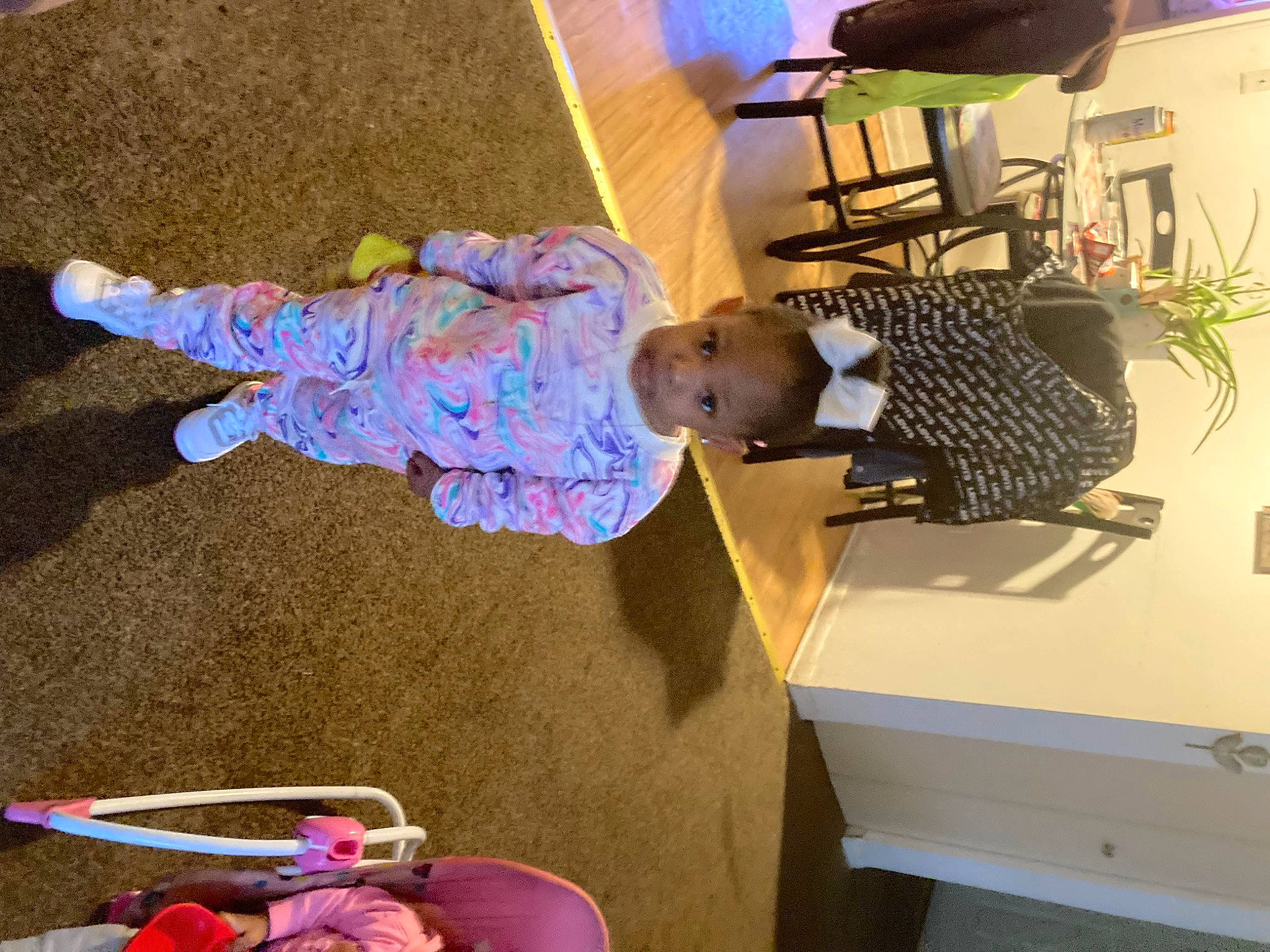 Rylynn joined the competition — help win amazing prizes! baby, baby_toddler_clothing, chair, child, comfort, computer, computer_desk, computer_hardware, computer_keyboard, desk, desktop_computer, flooring, fun, input_device, office_equipment, peripheral, person, plant, room, table
