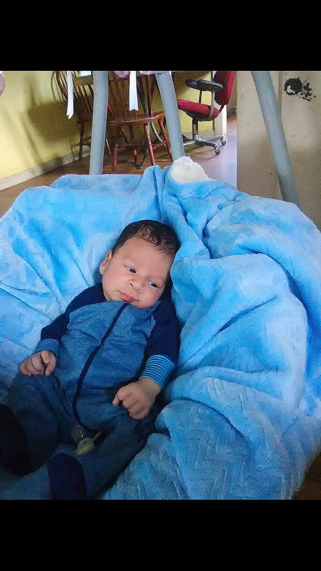 Bobby is registered to the contest to win money with this photo: arm, blue, boy, child, day, eye, face, fun, girl, head, human, infant, mouth, nose, person, product, sitting, skin, snapshot, toddler