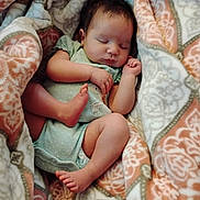 Eliza joined the competition — help win amazing prizes! baby, blanket, child, comfort, cozy, cute, face, foot, hand, indoors, infant, newborn, onesie, patterned_blanket, peaceful, resting, skin, sleeping, soft, toddler