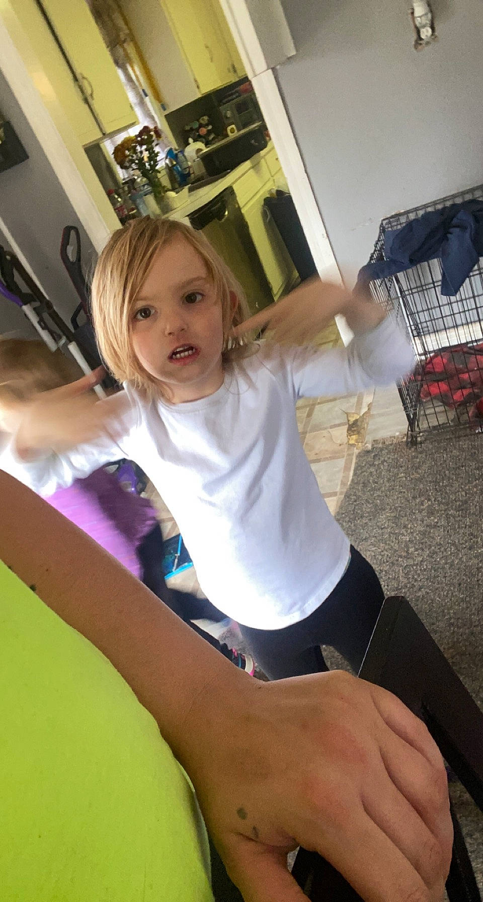 Isabella joined the competition — help win amazing prizes! abdomen, arm, child, comfort, elbow, finger, fun, gesture, happy, human_leg, knee, person, room, sitting, t_shirt, thigh, thumb, toddler, trunk, waist