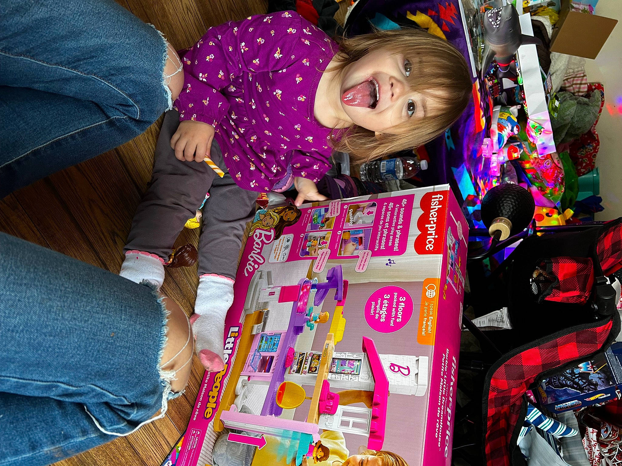 Arinessa joined the competition — help win amazing prizes! box, child, doll, event, fun, happy, holiday, magenta, party_supply, person, pink, present, purple, room, smile, textile, toddler, toy