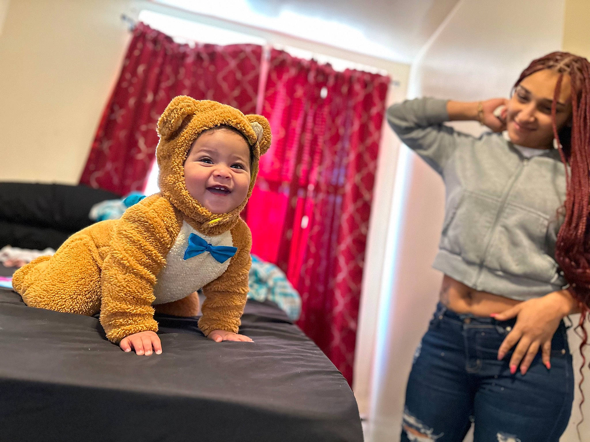 Catalella joined the competition — help win amazing prizes! baby, belt, child, crawling, curtain, entertainment, event, flooring, fun, happy, head, headwear, joy, laugh, leisure, magenta, performing_arts, person, purple, room