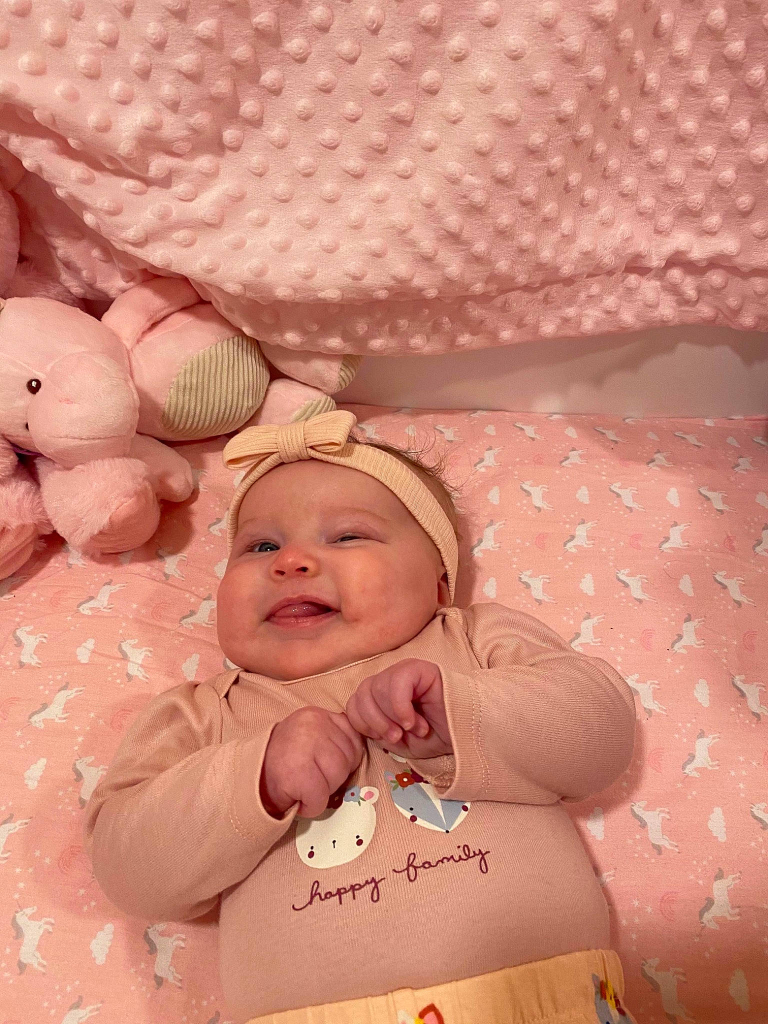 Everleigh joined the competition — help win amazing prizes! baby, baby_products, baby_sleeping, baby_toddler_clothing, child, comfort, fun, happy, headwear, illustration, linens, pattern, peach, person, photograph, pink, room, skin, smile, sweetness