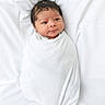 Ahnaf H Ruzain is registered to the contest to win money with this photo: newborn, baby, swaddled, blanket, white, infant, cute, face, sleeping, soft, portrait, lying_down, peaceful, young, child, person, indoors, fresh, skin, head