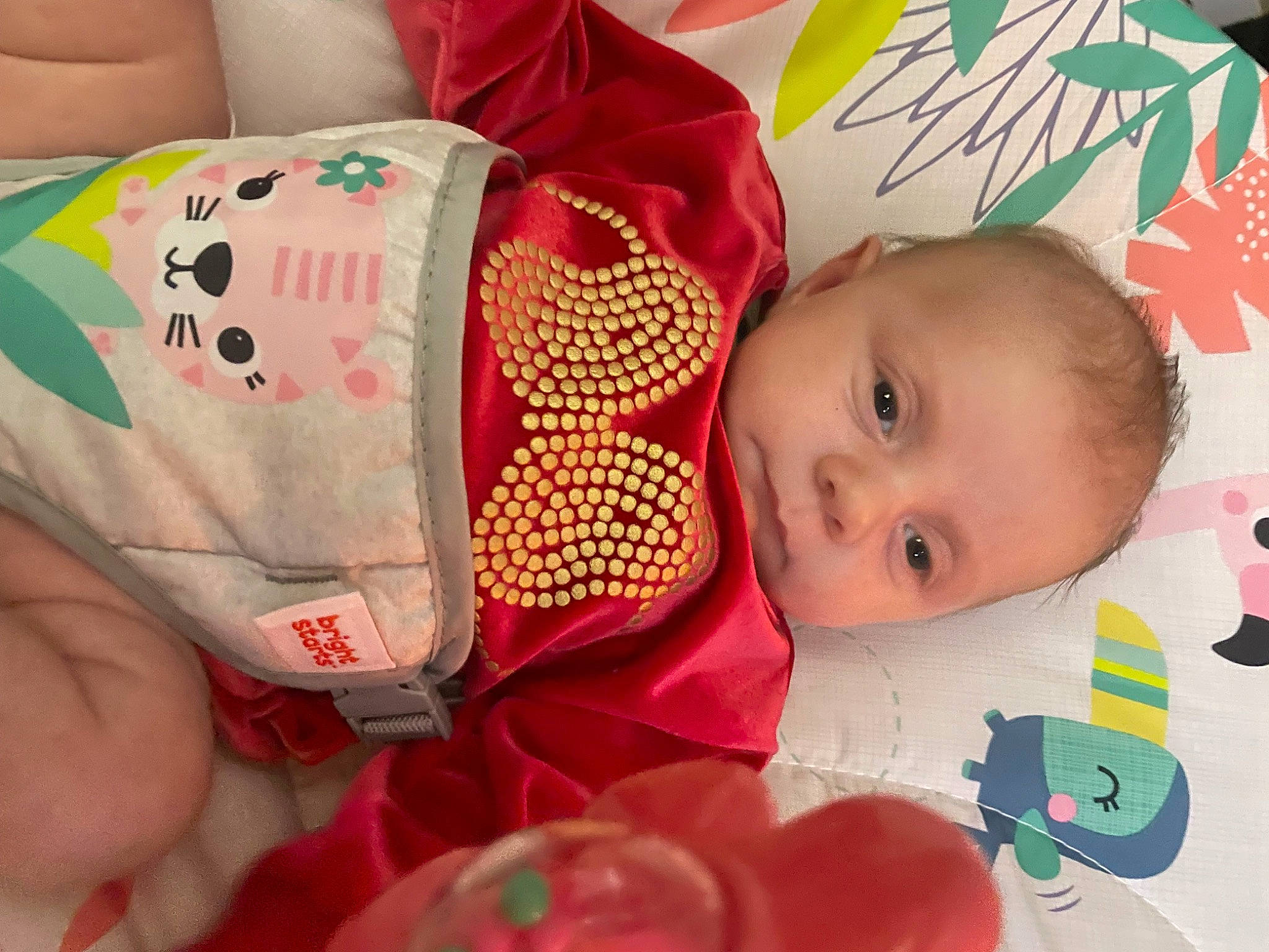 Mya joined the competition — help win amazing prizes! baby, baby_products, baby_sleeping, baby_toddler_clothing, carmine, cheek, child, close_up, comfort, happy, headgear, linens, lip, nail, pattern, person, pink, room, skin, textile