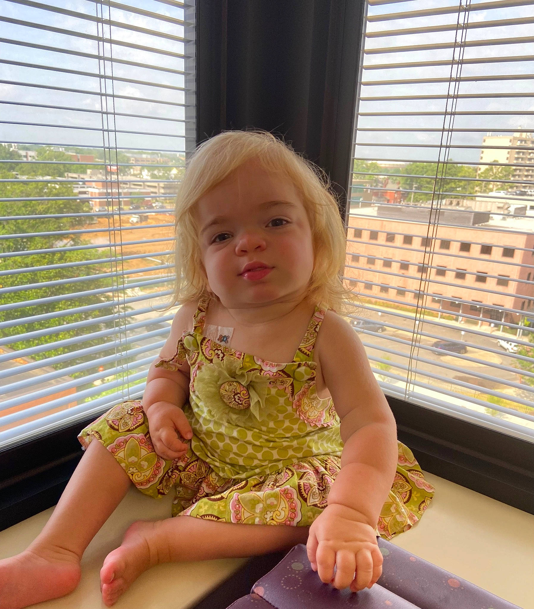 Everly joined the competition — help win amazing prizes! baby, baby_toddler_clothing, beauty, child, eye, face, fun, grass, happy, head, light, person, sitting, sleeve, thigh, toddler, window, window_blind, window_covering, window_treatment