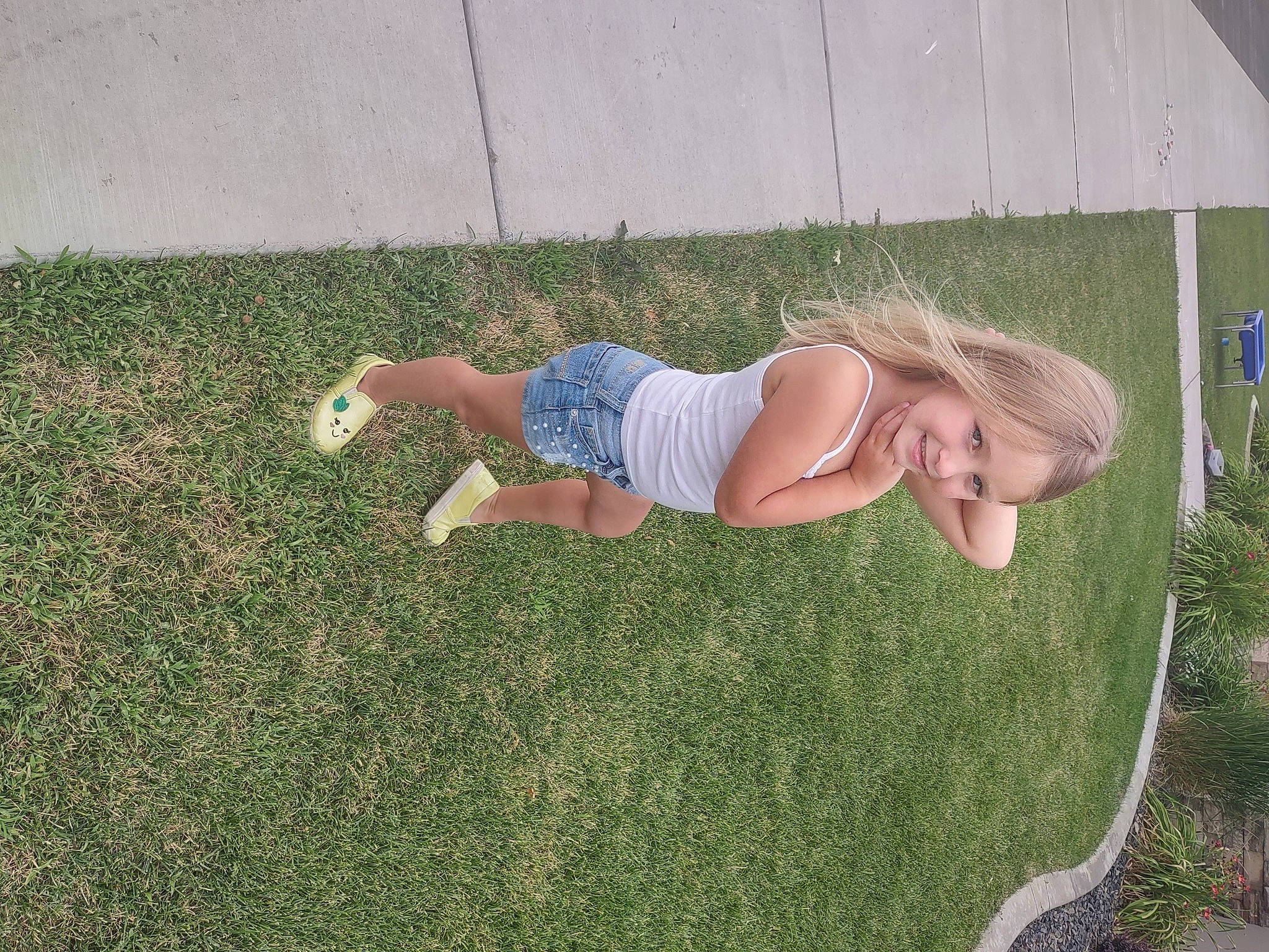 Brynnley joined the competition — help win amazing prizes! baby_toddler_clothing, barefoot, child, flooring, fun, garden, grass, grassland, human_leg, joy, landscape, lawn, leisure, people_in_nature, person, plant, play, recreation, soil, t_shirt