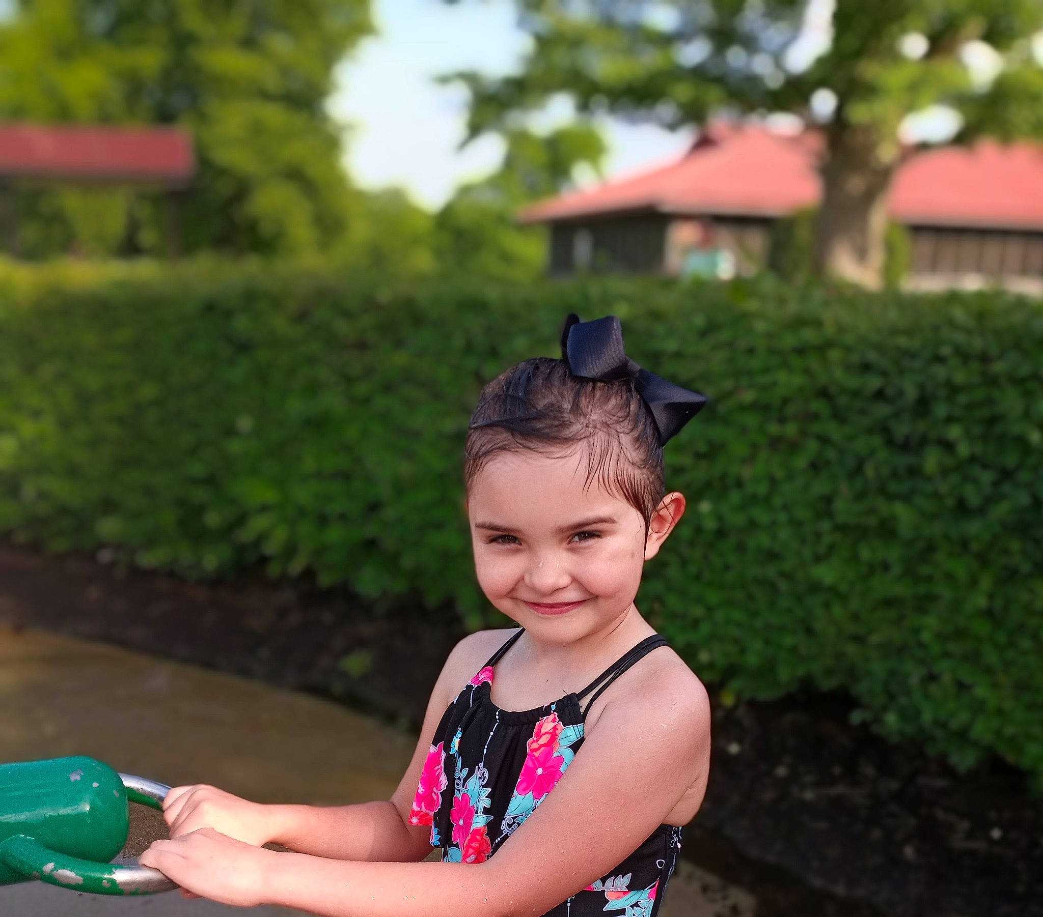 Alexus joined the competition — help win amazing prizes! child, event, fashion_accessory, fun, garden, grass, green, happy, hedge, joy, leisure, magenta, people_in_nature, person, plant, recreation, shrub, sitting, smile, toddler