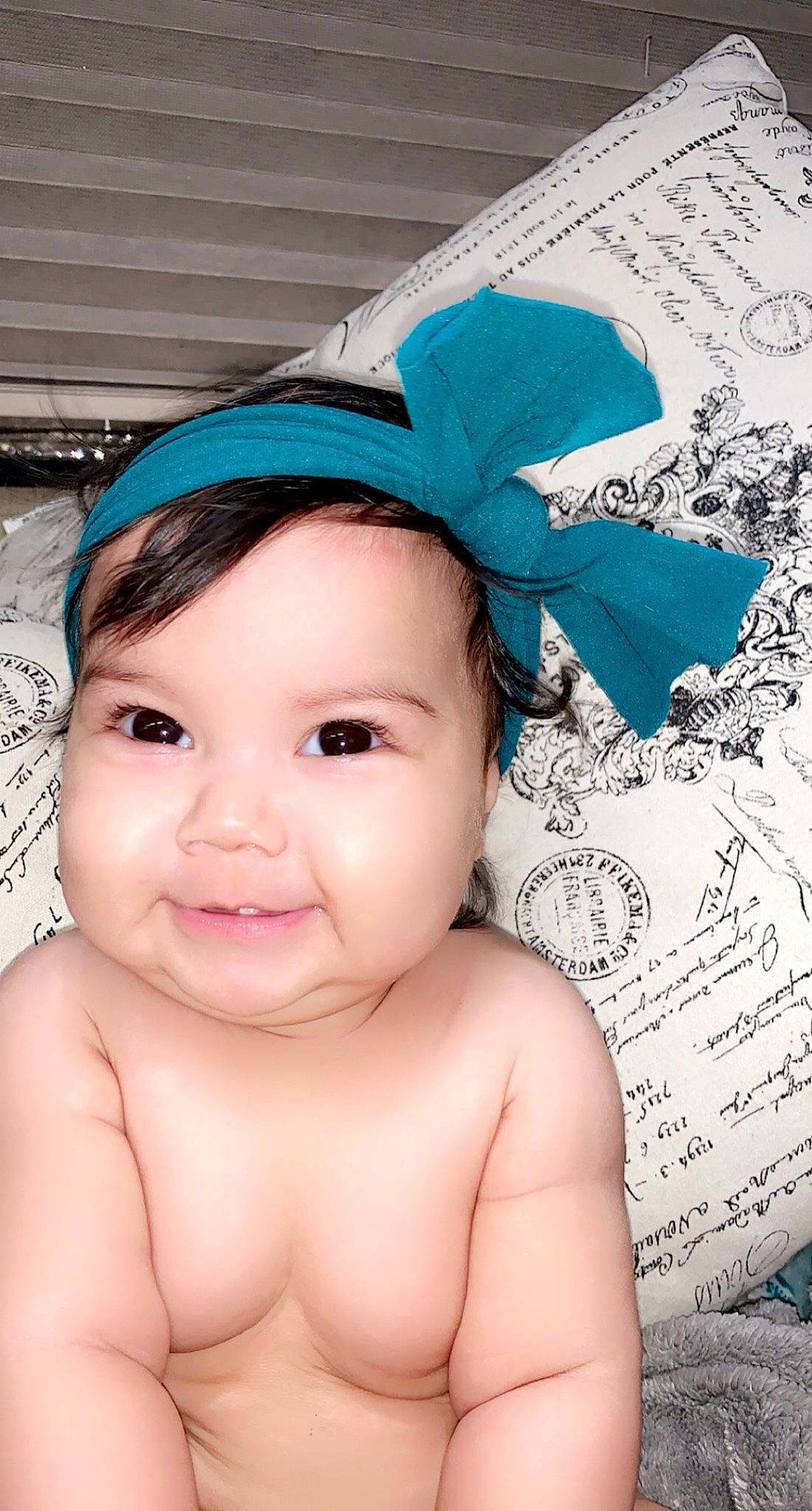 Nicole joined the competition — help win amazing prizes! baby, black_hair, blue, cheek, eye, eyebrow, eyelash, flash_photography, hairstyle, happy, headgear, headwear, human, joy, lip, organ, person, photograph, pink, skin