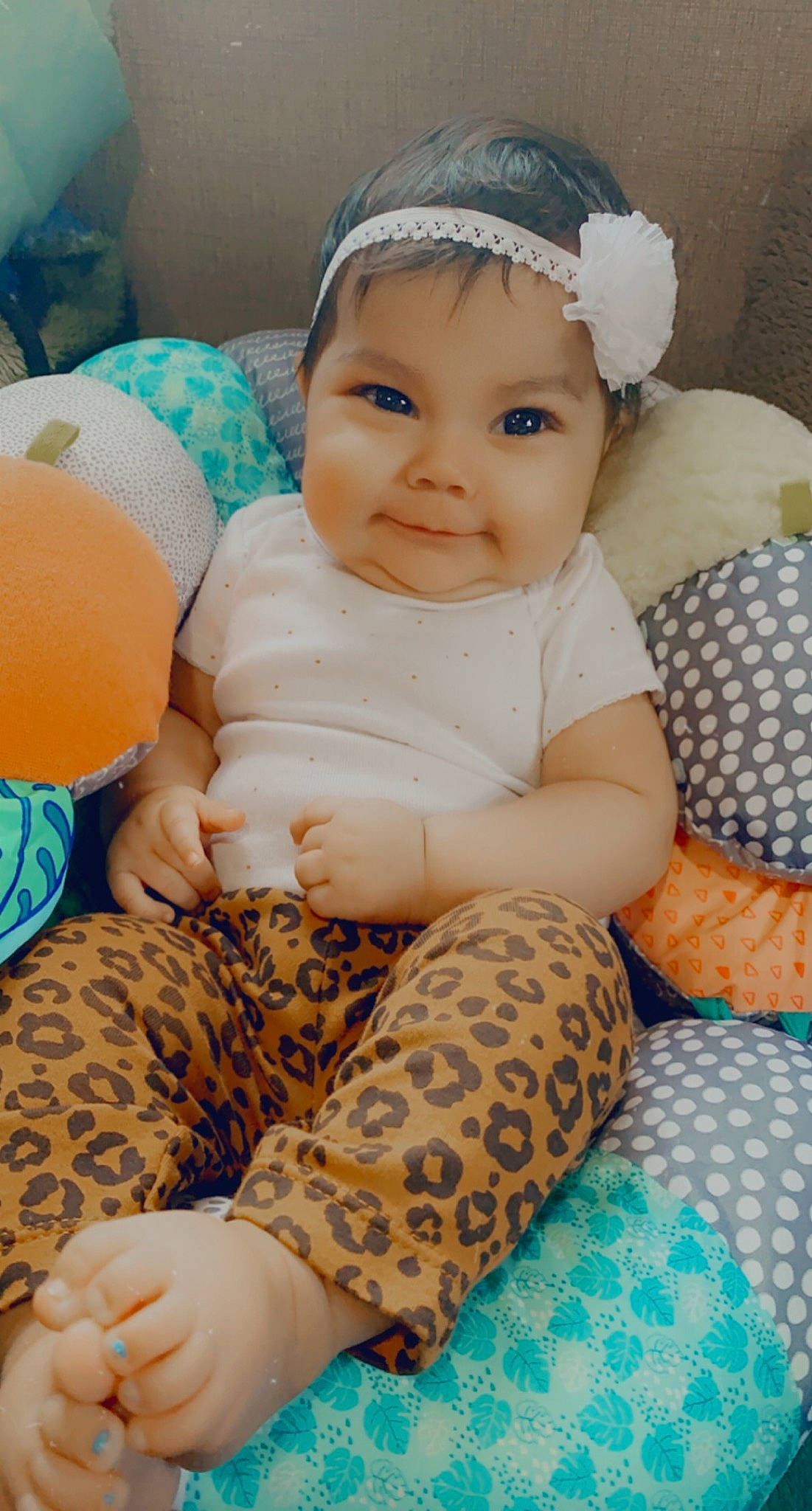 Nicole joined the competition — help win amazing prizes! baby, baby_toddler_clothing, blue, cap, cheek, child, comfort, eye, face, happy, head, headgear, headwear, mammal, person, skin, sleeve, smile, textile, thigh