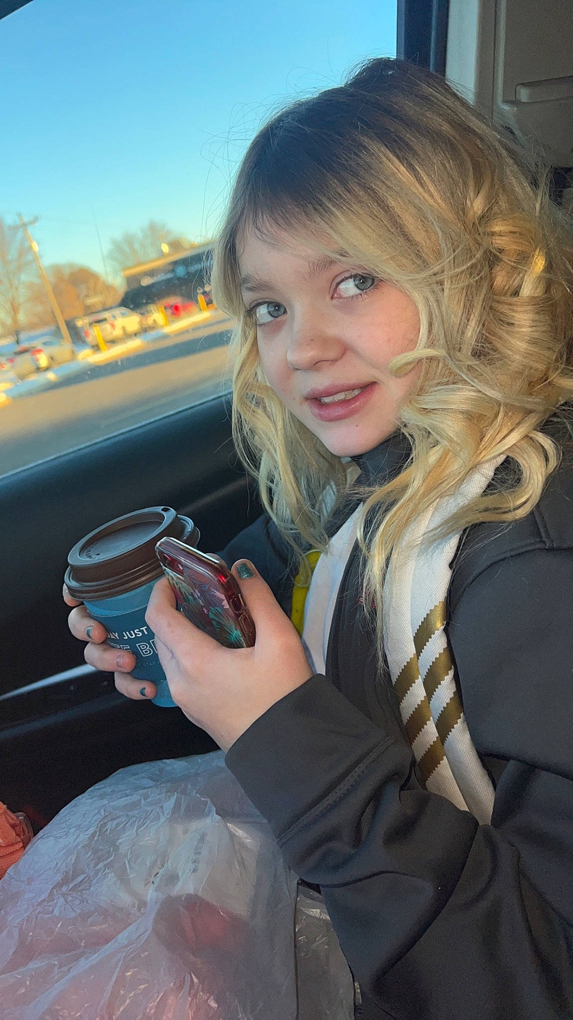 Makaylah is registered to the contest to win money with this photo: auto_part, automotive_design, automotive_exterior, automotive_lighting, blond, car, eyewear, finger, flash_photography, fun, gadget, hand, joy, motor_vehicle, person, personal_luxury_car, sky, steering_wheel, travel, vehicle