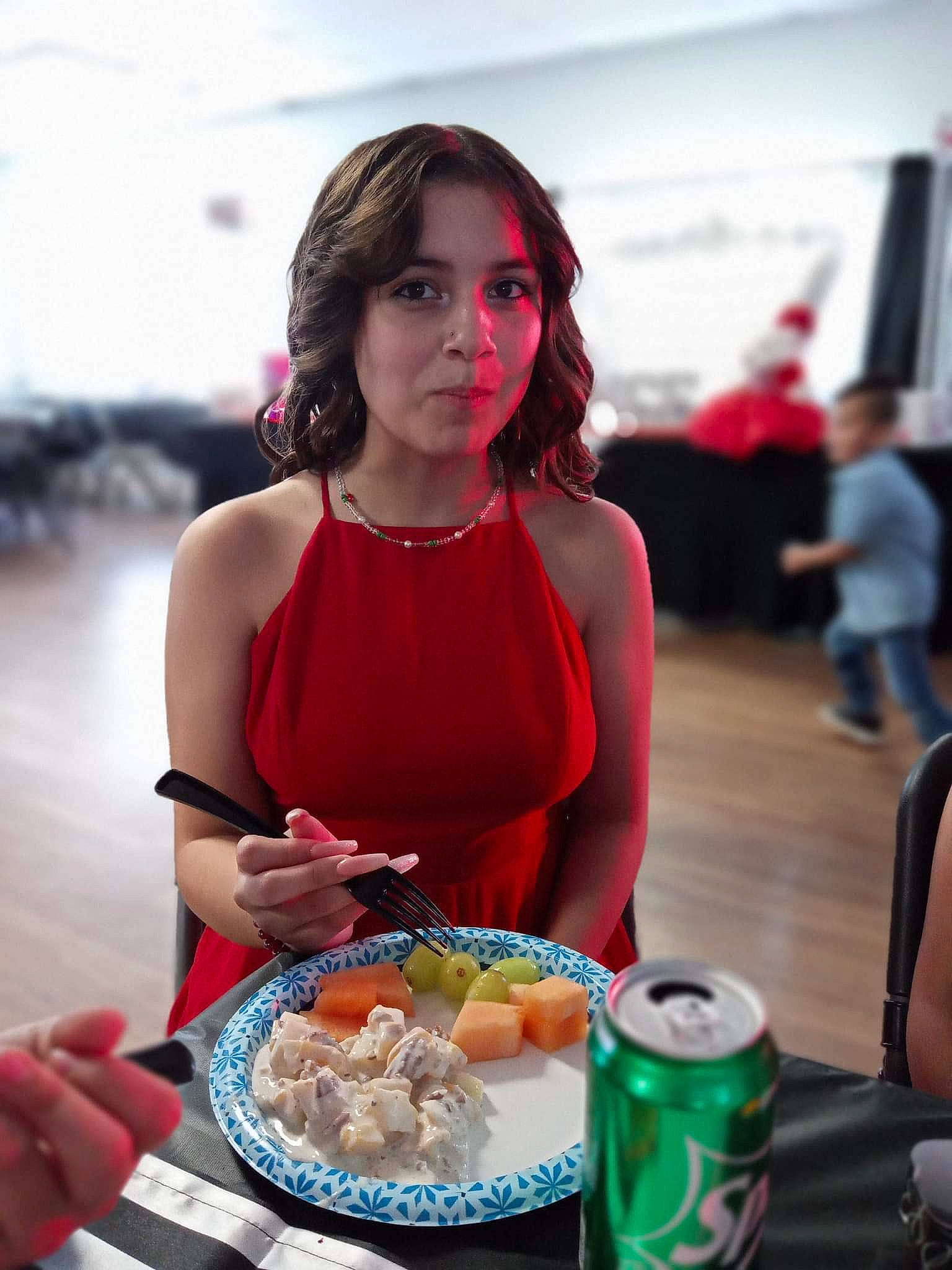 Angelina is registered to the contest to win money with this photo: aluminum_can, beverage_can, cuisine, dessert, dish, drink, event, eyewear, fast_food, food, food_craving, fun, happy, ingredient, junk_food, person, plate, recipe, soft_drink, tableware