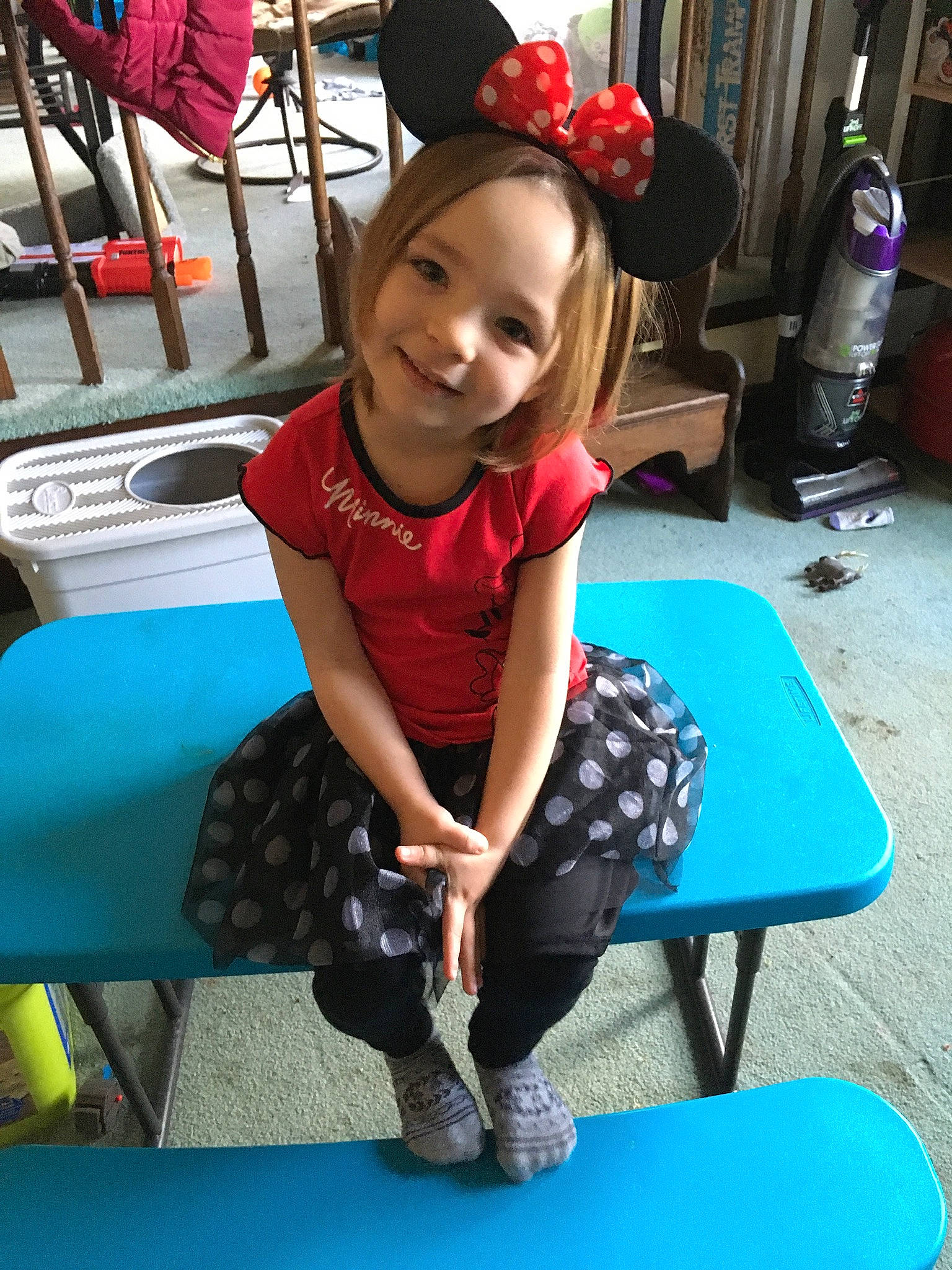 Ellaina is registered to the contest to win money with this photo: child, electronic_device, happy, joy, leg, leisure, person, plant, play, recreation, sitting, smile, summer, table, technology, toddler, tree, vacation