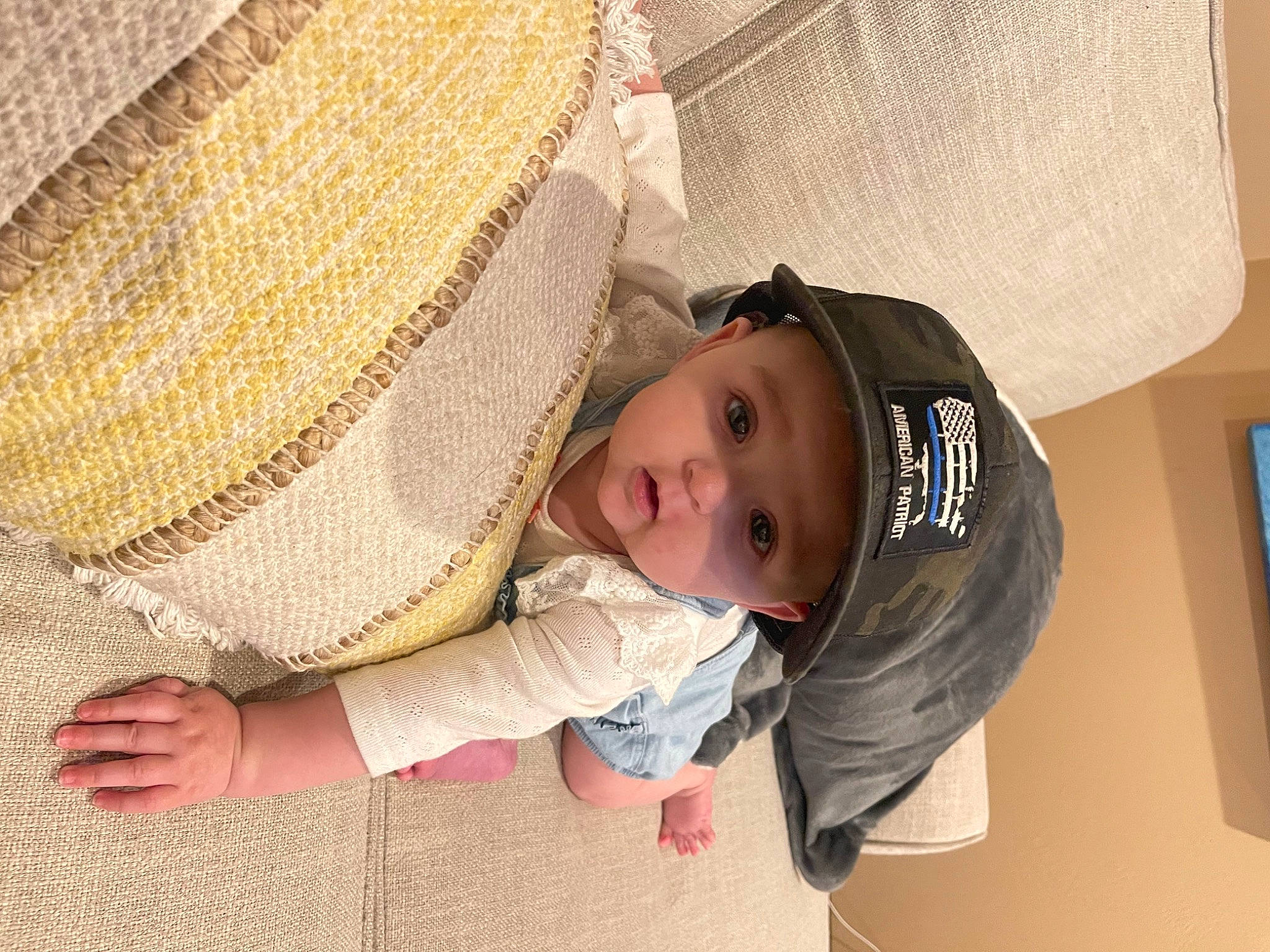 Averi joined the competition — help win amazing prizes! baby, baby_products, baby_safety, baby_sleeping, baby_toddler_clothing, child, comfort, fashion_accessory, flooring, headgear, headwear, linens, pattern, person, skin, sleep, sleeve, toddler, wood, wool