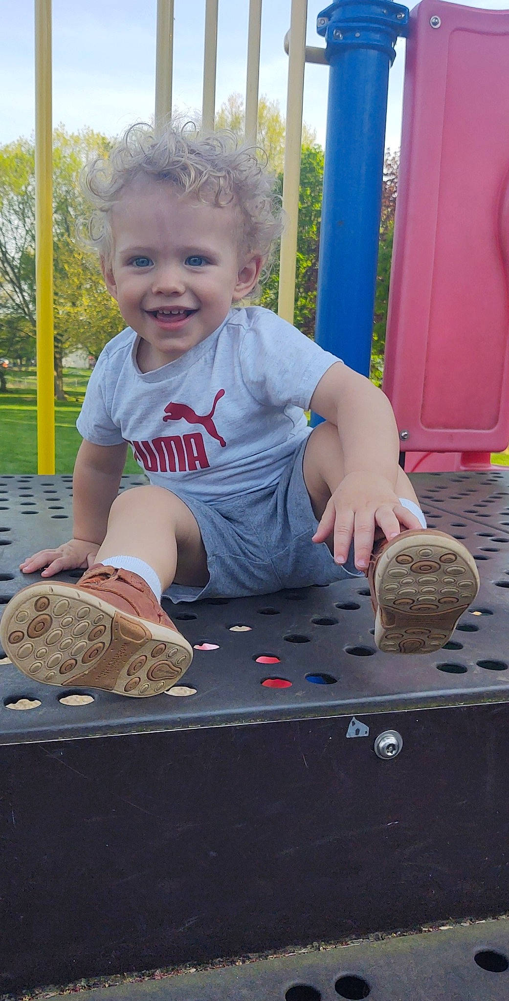 Derek joined the competition — help win amazing prizes! baby, baby_toddler_clothing, child, face, finger, fun, grass, hand, happy, joy, leisure, person, plant, play, recreation, sitting, smile, soil, t_shirt, toddler