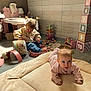 Bianca participe au concours pour gagner de l'argent avec cette photo : baby, toddler, child, indoor, playroom, toys, blocks, pastel_colors, pigtails, sweater, mat, curious, floor, bucket, wooden_toys, stacking_blocks, soft_lighting, cute, play, floor_mat