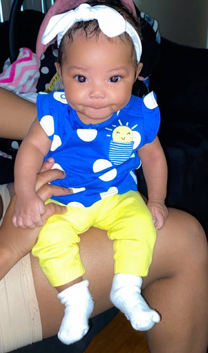 Amiyah joined the competition — help win amazing prizes! baby_toddler_clothing, blue, cheek, child, cool, eye, face, facial_expression, finger, hairstyle, happy, head, headgear, person, pink, purple, skin, sleeve, toddler, white