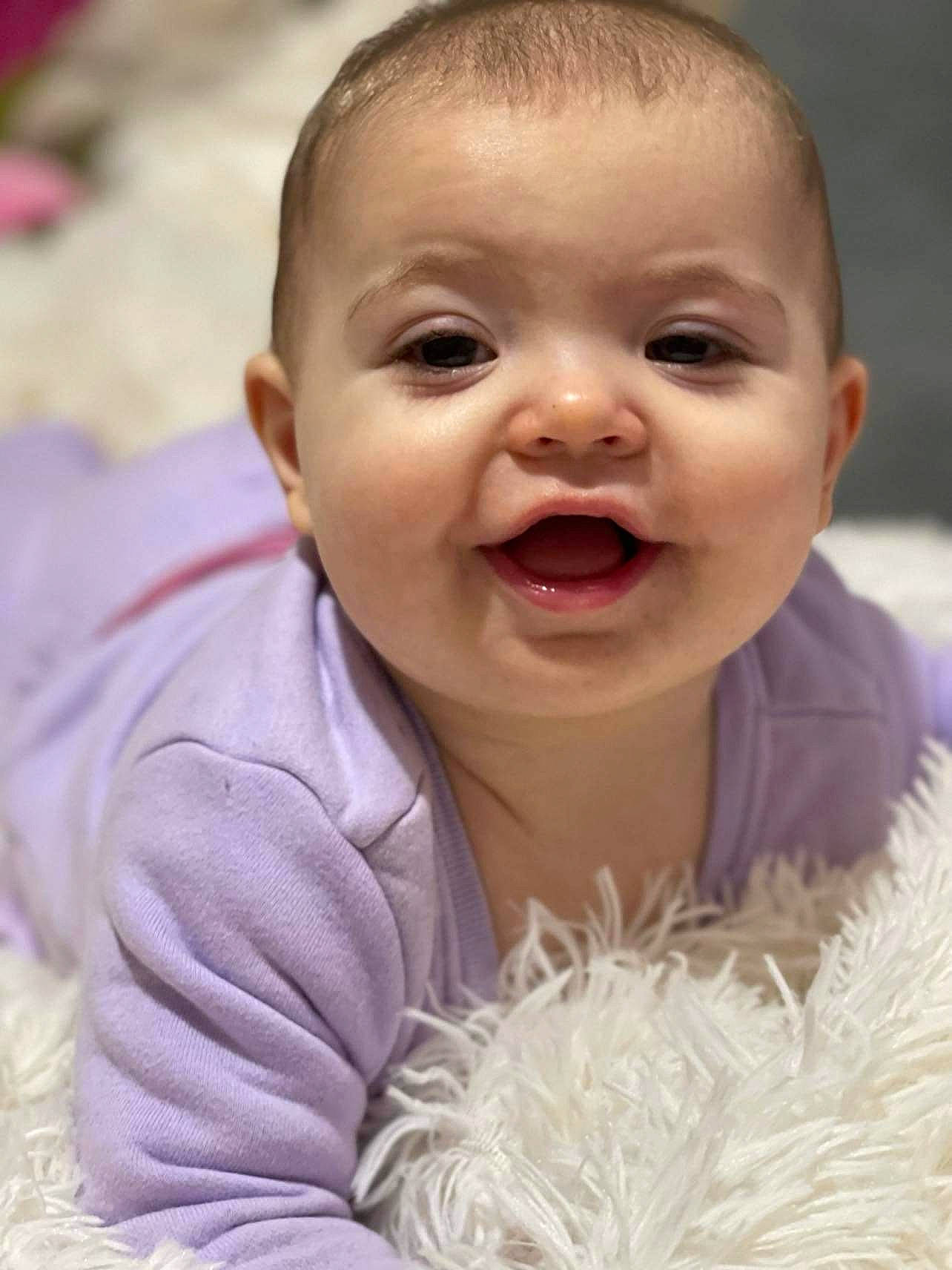 Lilly-mae is registered to the contest to win money with this photo: baby, baby_laughing, baby_toddler_clothing, cheek, chin, eye, eyebrow, finger, fun, gesture, happy, human_body, iris, lip, mouth, nose, person, skin, smile, toddler