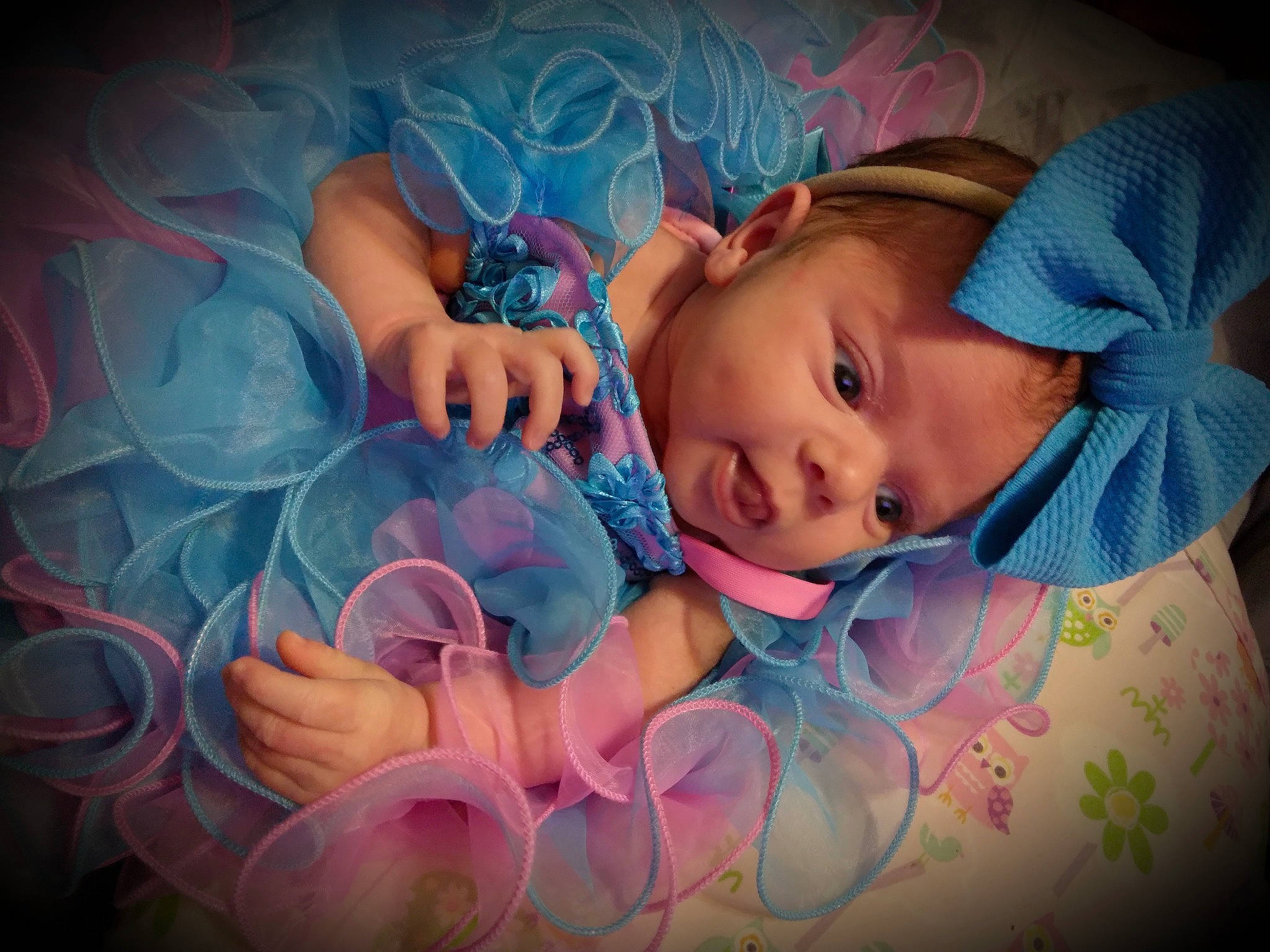 Lakelynn joined the competition — help win amazing prizes! azure, baby, baby_toddler_clothing, cheek, comfort, electric_blue, eyebrow, finger, flash_photography, happy, headwear, human, iris, lip, mouth, pattern, person, pink, purple, skin