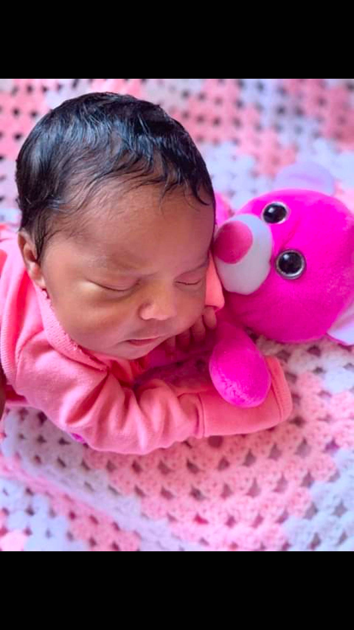 Loren joined the competition — help win amazing prizes! baby, cheek, child, ear, head, magenta, mouth, nose, pink, plush, skin, stuffed_toy, textile, toddler, toy