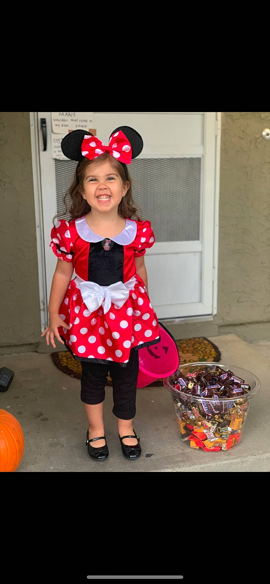 Anneliese joined the competition — help win amazing prizes! baby_toddler_clothing, child, clothing, costume, joy, pattern, person, polka_dot, toddler, trick_or_treat