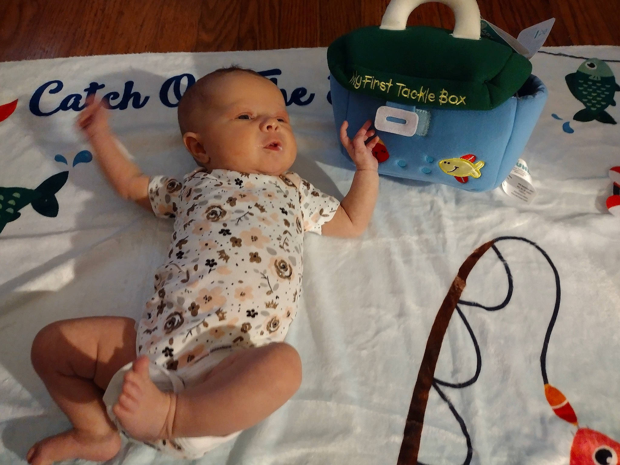 Madalyn is registered to the contest to win money with this photo: baby, baby_products, baby_toddler_clothing, baby_toys, bed, child, comfort, doll, happy, linens, pattern, person, play, room, sitting, sock, stuffed_toy, t_shirt, textile, toddler